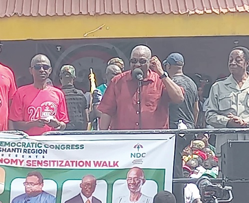 John Dramani Mahama (middle), NDC flag bearer, addressing party supporters in Kumasi John Dramani Mahama (middle), NDC flag bearer, addressing party supporters in Kumasi