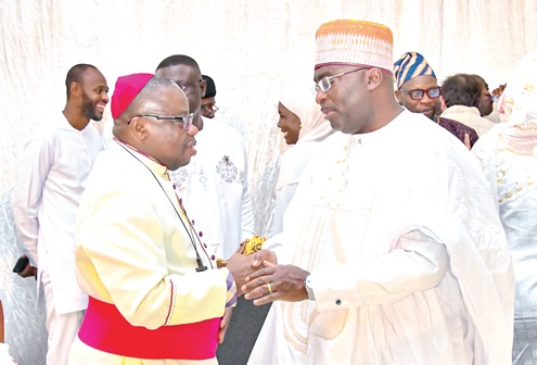 Rev. Fr Dr Daniel Sylvanus Mensah Torto (left), Anglican Bishop of Accra, commending the Vice-President at the Jubilee House Rev. Fr Dr Daniel Sylvanus Mensah Torto (left), Anglican Bishop of Accra, commending the Vice-President at the Jubilee House