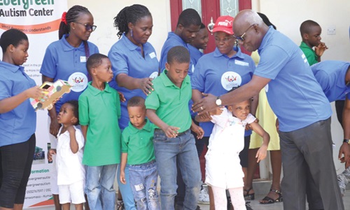 Godfried Eyeson, the Executive Director of Evergreen Autism Centre and Inclusive Academy, with persons on autism spectrum Godfried Eyeson, the Executive Director of Evergreen Autism Centre and Inclusive Academy, with persons on autism spectrum