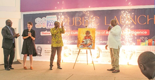 Asare Konadu Yamoah (right), President, Ghana Publishers Association, launching the Ghana International Book Fair. Applauding are Emily Fiagbedzi (2nd from left), Director of Training, Meltwater Entrepreneurial School of Technology, and other dignitaries Asare Konadu Yamoah (right), President, Ghana Publishers Association, launching the Ghana International Book Fair. Applauding are Emily Fiagbedzi (2nd from left), Director of Training, Meltwater Entrepreneurial School of Technology, and other dignitaries