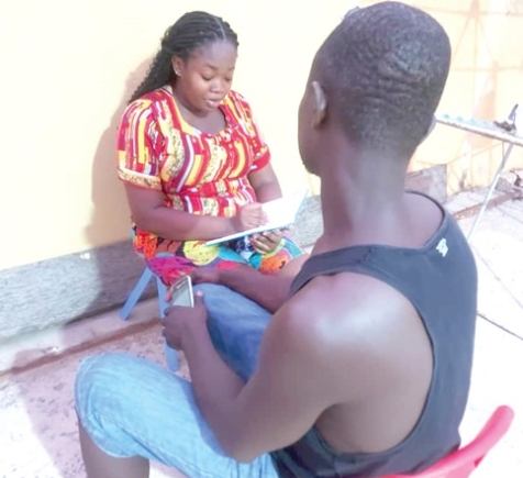 Our reporter, Efia Akese, interviewing Mr Nsia