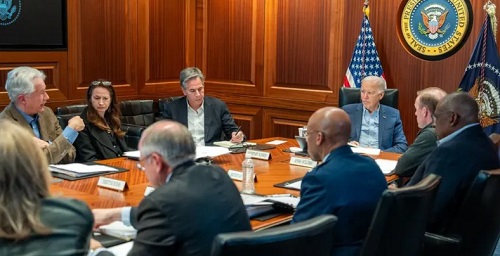 President Joe Biden was briefed by his national security team at the White House after Iran launched its attacks