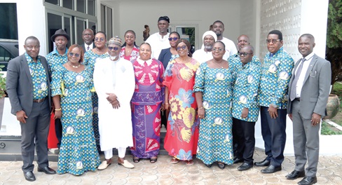 George Amoah (right), Executive Secretary, National Peace Council; Magdalene Kannae (5th from right), Board Member, National Peace Council; Very Rev. Nana Danyame (4th from left), Trustee, Conference of Managers of Education Units, and some members of the council. Picture: ELVIS NII NOI DOWUONA George Amoah (right), Executive Secretary, National Peace Council; Magdalene Kannae (5th from right), Board Member, National Peace Council; Very Rev. Nana Danyame (4th from left), Trustee, Conference of Managers of Education Units, and some members of the council. Picture: ELVIS NII NOI DOWUONA