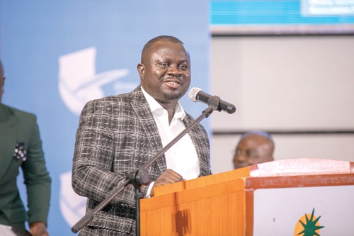 Albert Kwabena Dwumfour, GJA President, delivering his address at the 75th annivesary launch of the association