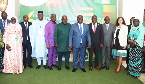 Yaw Frimpong Addo (4th from left), Deputy Minister of Food and Agriculture, with Kobenan Kouassi Adjoumani (5th from left), Minister of Agriculture, Côte d'Ivoire; William Agyapong Quaittoo (4th from left), CEO, Tree Crops Development Authority, and some dignitaries after the council of ministers meeting in Accra. Picture: ELVIS NII NOI DOWUONA Yaw Frimpong Addo (4th from left), Deputy Minister of Food and Agriculture, with Kobenan Kouassi Adjoumani (5th from left), Minister of Agriculture, Côte d'Ivoire; William Agyapong Quaittoo (4th from left), CEO, Tree Crops Development Authority, and some dignitaries after the council of ministers meeting in Accra. Picture: ELVIS NII NOI DOWUONA