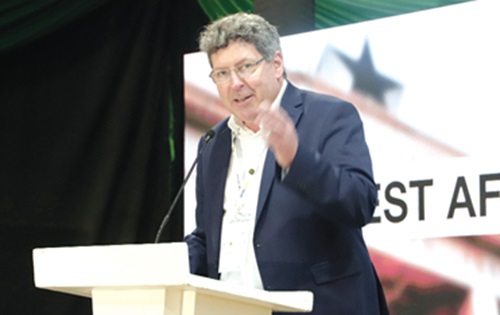 Dr Holger Karutz, Managing Partner, ad-media GmbH, addressing participants in the conference. Picture: EDNA SALVO-KOTEY