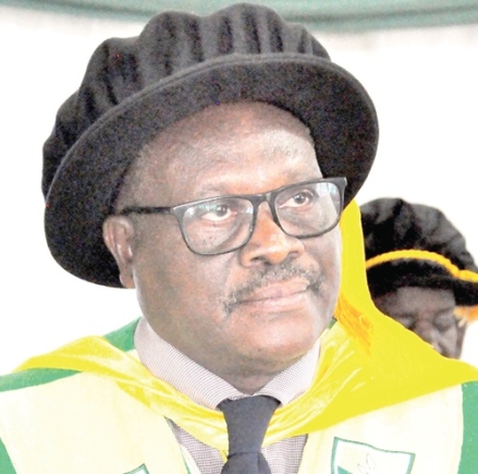 Prof. Tsatsu Adogla-Bessa (inset) addressing the students Prof. Tsatsu Adogla-Bessa (inset) addressing the students