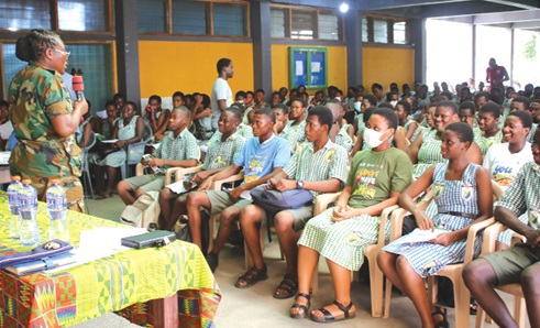 Group Capt Agornyo educating the students at the event