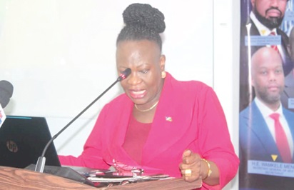 Ambassador Selma Ashipala-Musavyi, Namibia High Commissioner to Ghana, addressing the 4th Women in Trade Conference in Accra