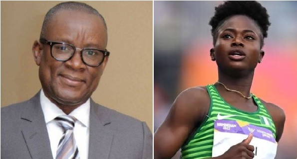 Senator John Owan Enoh, Minister of Sports Development and Favour Ofili Senator John Owan Enoh, Minister of Sports Development and Favour Ofili