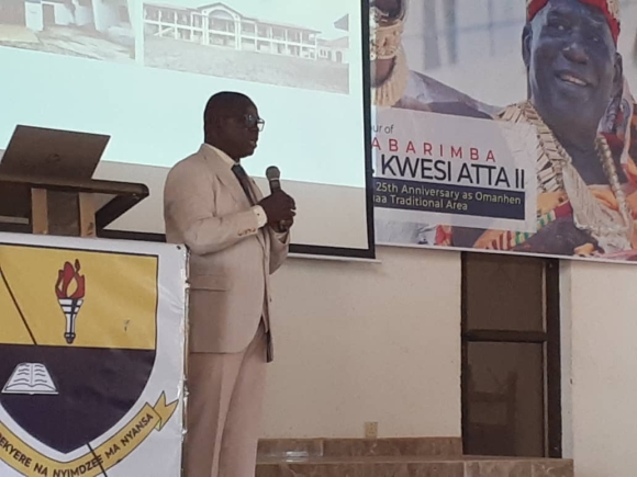 Prof Bamfo-Agyei delivering the lecture Oguaamanhen honoured with public lecture as part of 25th anniversary