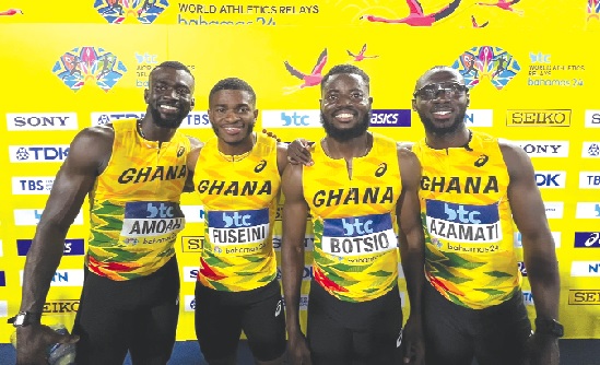 • Ghana’s relay team from left: Joseph Paul Amoah, Ibrahim Fuseini, Isaac Botsio and Benjamin Azamati • Ghana’s relay team from left: Joseph Paul Amoah, Ibrahim Fuseini, Isaac Botsio and Benjamin Azamati