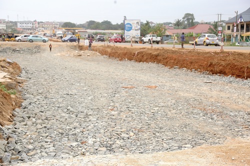  A portion of the Adentan-Dodowa road before the sod-cutting ceremony. Picture: SAMUEL TEI ADANO