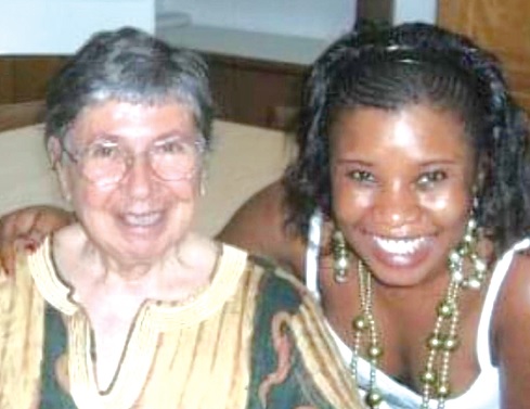 Belinda Effah (right), the benefactor, with Sister Dr Edgitha Gorges,  the German Nun and Gynaecologist who performed the surgery on her 20 years ago