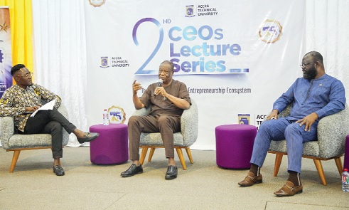 Dr Francis Boateng Agyenim (right), Director of CSIR-Institute of Industrial Research, and Dr Prince Kofi Kludjeson (middle), Executive Chairman of Celltel Networks Ltd, at the 2nd ATU CEOs Lecture Series event held at the British Council Hall in Accra Dr Francis Boateng Agyenim (right), Director of CSIR-Institute of Industrial Research, and Dr Prince Kofi Kludjeson (middle), Executive Chairman of Celltel Networks Ltd, at the 2nd ATU CEOs Lecture Series event held at the British Council Hall in Accra