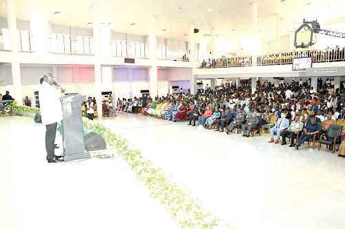 Vice-President Dr Mahamudu Bawumia (left) speaking at the event Vice-President Dr Mahamudu Bawumia (left) speaking at the event