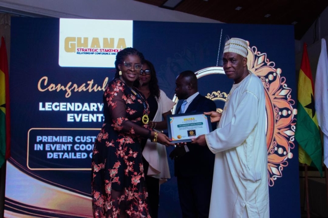 Dr Mrs Eunice Nana Aba Smart Kwainoe (left), CEO, Legendary Capital Events (LCE) and Kidzplace, receiving the award from Austin Gamey, a labour consultant Dr Mrs Eunice Nana Aba Smart Kwainoe (left), CEO, Legendary Capital Events (LCE) and Kidzplace, receiving the award from Austin Gamey, a labour consultant