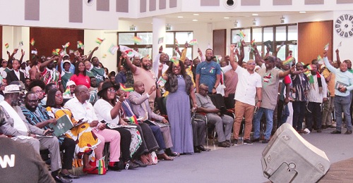 Some of the youth cheering up John Dramani Mahama