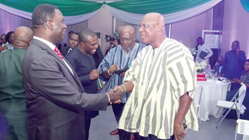 Dr Yaw Osei Adutwum (left), Minister of Education, interacting with Ato Afful, Managing Director, Graphic Communications Group Ltd, after the Think Energy SDG Awards ceremony in Akosombo Dr Yaw Osei Adutwum (left), Minister of Education, interacting with Ato Afful, Managing Director, Graphic Communications Group Ltd, after the Think Energy SDG Awards ceremony in Akosombo