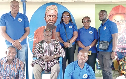 Officials of the National Security Ministry with Naba Emmanuel Ayagiba Abangiba (arrowed), the Chief of Sapeliga Officials of the National Security Ministry with Naba Emmanuel Ayagiba Abangiba (arrowed), the Chief of Sapeliga