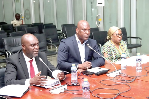 Samuel Essel (left), Director of Finance, GCGL, answering questions before the Public Accounts Committee of Parliament. With him are Ato Afful (middle), Managing Director, GCGL, and Lily Fati Soale, acting Chief Director, Ministry of Information. Picture: ELVIS NII NOI DOWUONA Samuel Essel (left), Director of Finance, GCGL, answering questions before the Public Accounts Committee of Parliament. With him are Ato Afful (middle), Managing Director, GCGL, and Lily Fati Soale, acting Chief Director, Ministry of Information. Picture: ELVIS NII NOI DOWUONA
