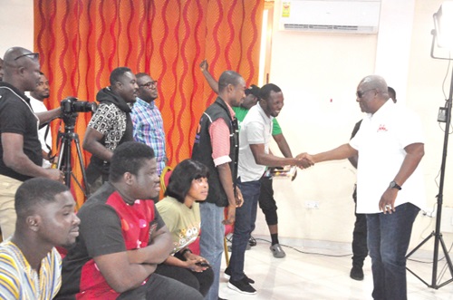 John Mahama (right) interacting with some journalists after the media engagement John Mahama (right) interacting with some journalists after the media engagement