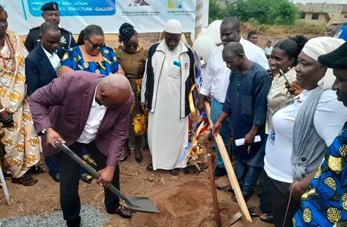 Carlos Kingsley Ahenkorah (with a shovel), Member of Parliament for Tema West, cutting the sod to commence the project. Picture: BENJAMIN XORNAM GLOVER Carlos Kingsley Ahenkorah (with a shovel), Member of Parliament for Tema West, cutting the sod to commence the project. Picture: BENJAMIN XORNAM GLOVER