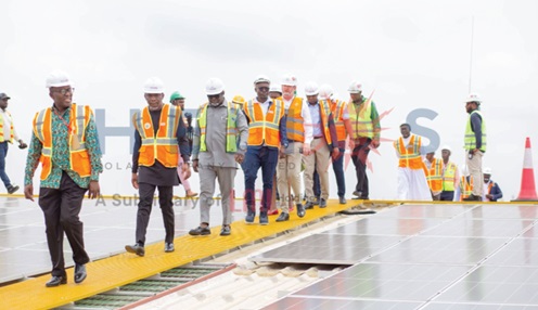 Tour of Rooftop by dignitaries led by Ing. Samuel Kyei-Boateng and Group CEO of LMI Holdings