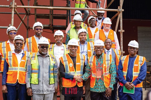 From left to right: CEO, Ghana Free Zones Authority - Amb. Michael Aaron Oquaye Esq. Jnr., Minister of State - Energy Ministry - Hon. Herbert Krapa, Group CEO of LMI Holdings - Mr Kojo Aduhene, MD of LMI Utilities- Mr Adlai Opoku-Boamah, and project and technical team members - Helios Solar Company, Dutch and Co. 