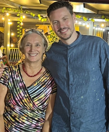 Heike Friesel (left) and her replacement Max Rottger Goethe-Institut director bows out on wings of music
