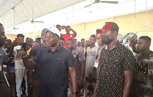 Oti Bless interacting with some NDC supporters Oti Bless interacting with some NDC supporters