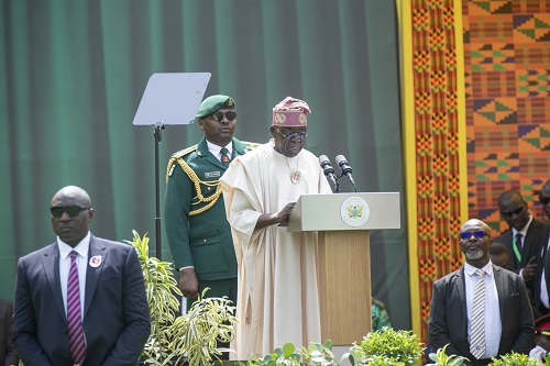 Bola Ahmed Tinubu, Nigerian President, delivering his speech Bola Ahmed Tinubu, Nigerian President, delivering his speech