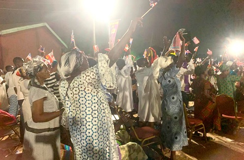 Most of the flag -bearing congregants were elderly