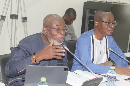 Dr James Klutse Avedzi (left), Chairman, Public Accounts Committee, addressing the committee. Picture: ESTHER ADJORKOR ADJEI