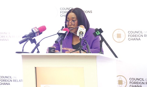 Shirley Ayorkor Botchwey (inset), Minister of Foreign Affairs and Regional Integration, delivering her lecture at the Accra International Conference Centre in Accra. Picture: ELVIS NII NOI DOWUONA Shirley Ayorkor Botchwey (inset), Minister of Foreign Affairs and Regional Integration, delivering her lecture at the Accra International Conference Centre in Accra. Picture: ELVIS NII NOI DOWUONA