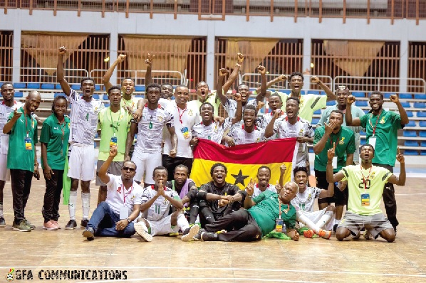 Ghana’s Futsal team celebrating after their victory Ghana’s Futsal team celebrating after their victory