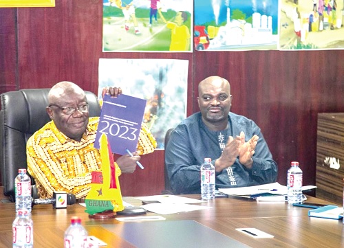 Dr Kwaku Afriyie (left), the Minister for Environment, Science, Technology and Innovation, launching the report with Dr Peter Dery (right), the ministry’s Director of Environment Dr Kwaku Afriyie (left), the Minister for Environment, Science, Technology and Innovation, launching the report with Dr Peter Dery (right), the ministry’s Director of Environment