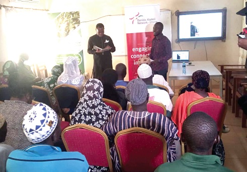 Eugene Dela Setsoafia, (standing left), Researcher at the Danida Alumini Network, interacting with participants Eugene Dela Setsoafia, (standing left), Researcher at the Danida Alumini Network, interacting with participants