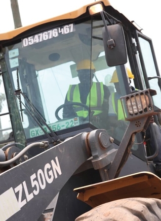 Dr Bryan Acheampong performing the groundbreaking ceremony for commencement of the project