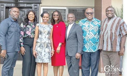 Pastor Kwame Boateng-Sarpong (3rd from right) and Prof. Elsie Effah Kauffman (3rd from left) with board members of ISA and Lordina Foundation Pastor Kwame Boateng-Sarpong (3rd from right) and Prof. Elsie Effah Kauffman (3rd from left) with board members of ISA and Lordina Foundation