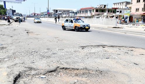 Potholes on a street Potholes on a street