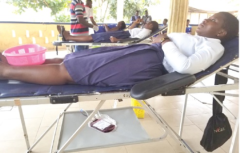 Some students of Oguaa Secondary Technical School donating blood Some students of Oguaa Secondary Technical School donating blood