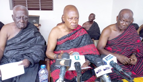 Nana Kwaku Sarben (middle), acting President of Sunyani Traditional Area, addressing the conference Nana Kwaku Sarben (middle), acting President of Sunyani Traditional Area, addressing the conference