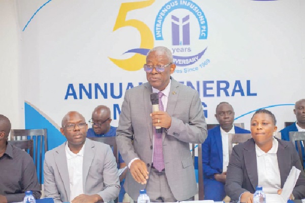 Isaac Osei, Board Chairman, Intravenous Infusions PLC, speaking at the A2023 Annual General Meeting Intravenous Infusions PLC prioritises quality health care with new pricing policy