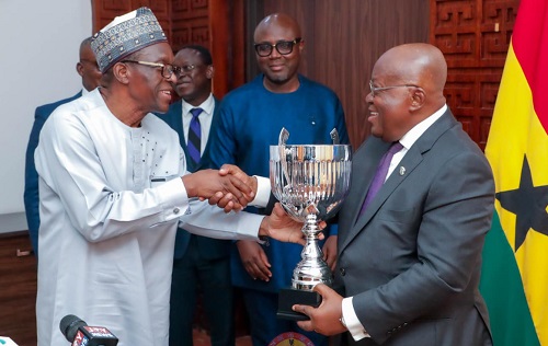Speaker Bagbin presents Democracy Cup to President Akufo-Addo Speaker Bagbin presents Democracy Cup to President Akufo-Addo