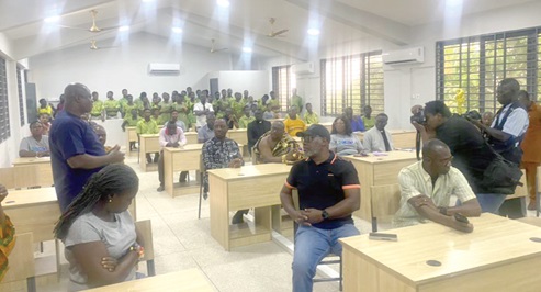 Some dignitaries and students in the newly constructed ICT Centre