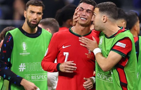 An inconsolable Cristiano Ronaldo after the match An inconsolable Cristiano Ronaldo after the match