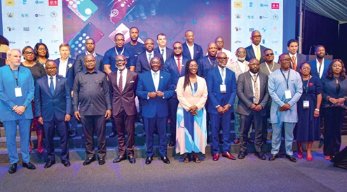 Vice-President Dr Mahamudu Bawumia (arrowed) and other dignitaries after the symposium