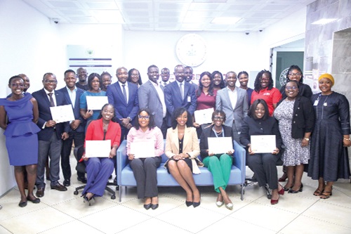 Dr Albert Antwi-Boasiako (arrowed), Director-General of the Cyber Security Authority, with the accredited and certified cybersecurity service providers. Picture: CALEB VANDERPUYE Dr Albert Antwi-Boasiako (arrowed), Director-General of the Cyber Security Authority, with the accredited and certified cybersecurity service providers. Picture: CALEB VANDERPUYE