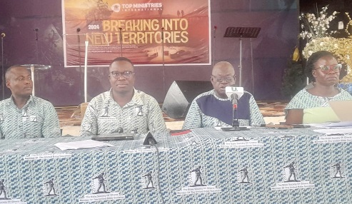 Reverend Daniel Asomah Gyabaa (2nd from right), leader of the team of translators, briefing the media about the project Reverend Daniel Asomah Gyabaa (2nd from right), leader of the team of translators, briefing the media about the project